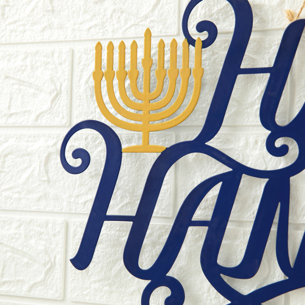 24"L Metal "Happy Hanukkah" Wall Decor