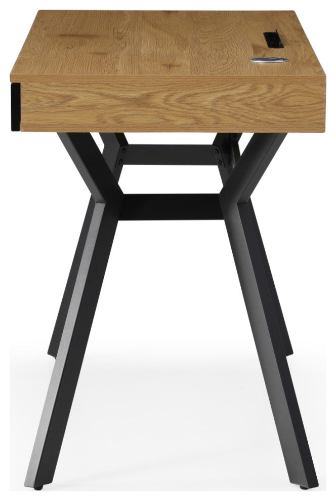 Loft Lyfe Magdalene Desk, 3 Storage Drawers, Natural/Black