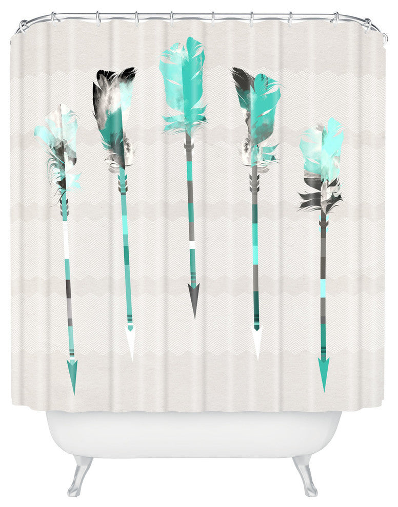 Deny Designs Iveta Abolina Teal Feathers Shower Curtain
