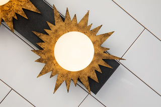 Soleil 3 Light Bath Vanity Light in Gold and Weathered Zinc