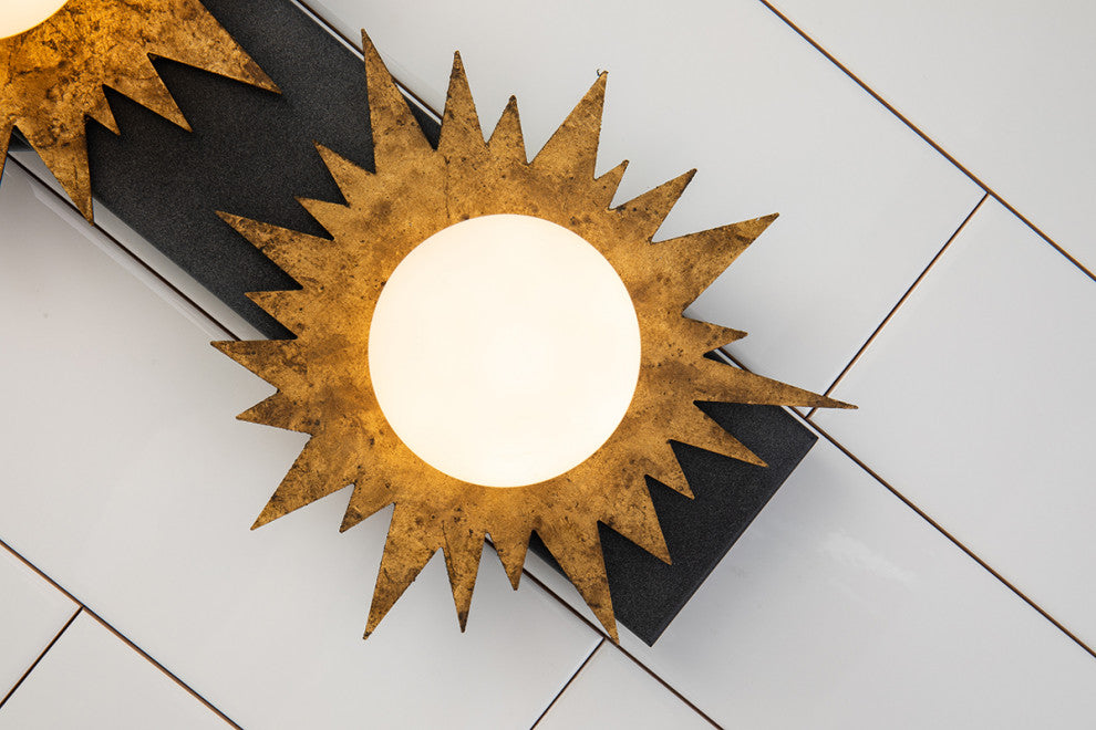 Soleil 3 Light Bath Vanity Light in Gold and Weathered Zinc