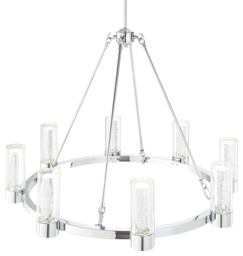 Victory 8 LED Light Dimmable Crystal Chandelier, Chrome