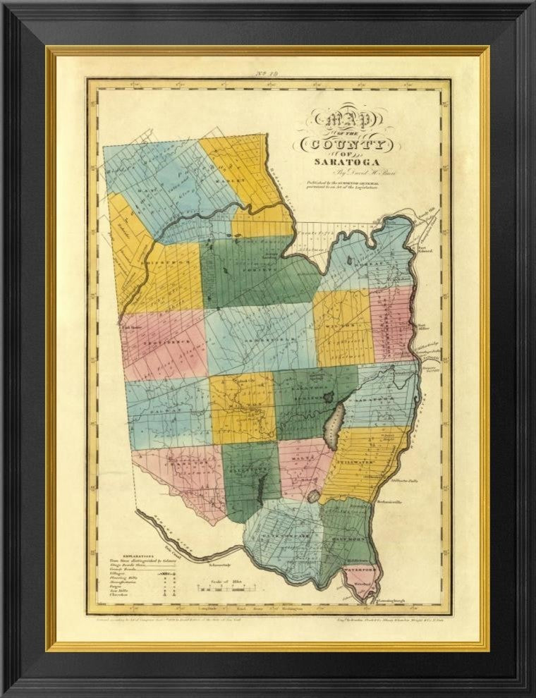 "New York - Saratoga County, 1829" Framed Canvas Giclee by David H. Burr, 20x26"