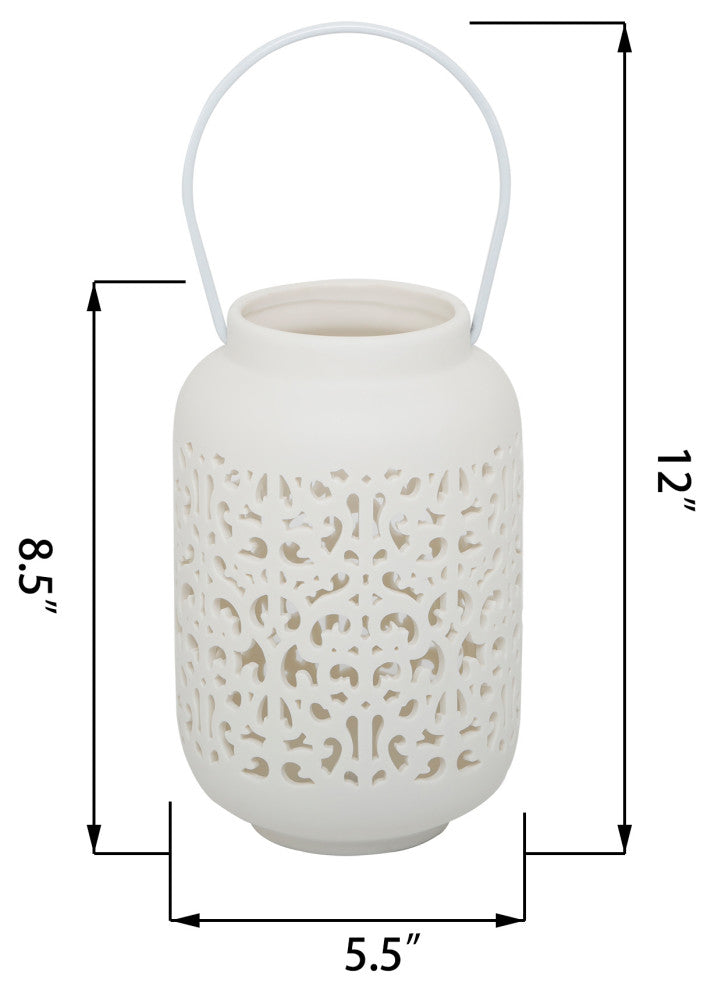 7.5In Led Celtic Knot Ceramic Lantern