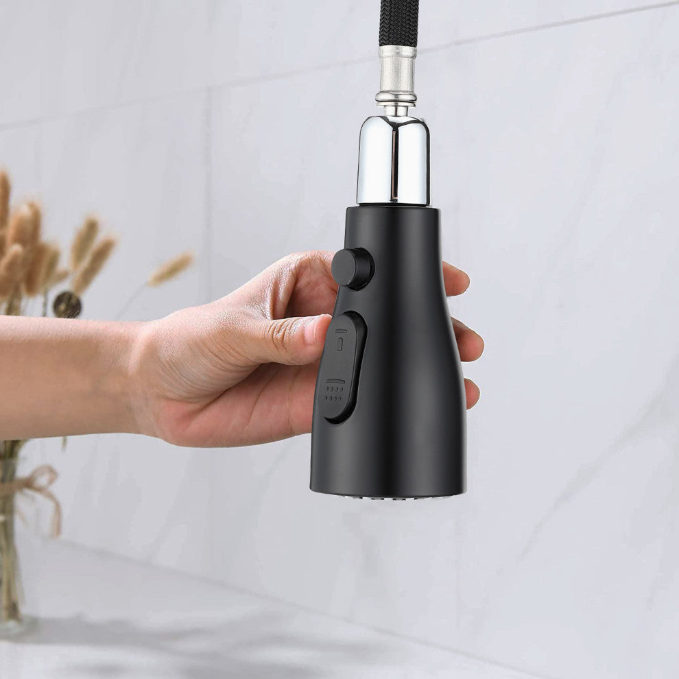 Single Handle Deck Mounted Pull Down Kitchen Faucet , Matte Black
