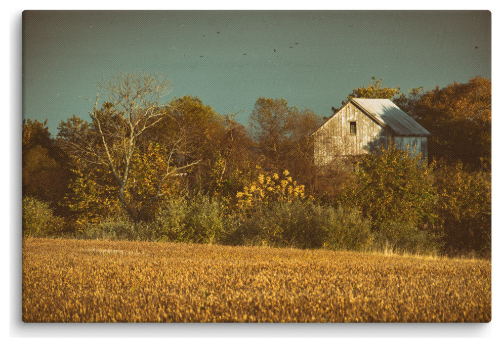 Canvas Wall Decor: Abandoned Barn - Aged Rural Landscape Photo, 24" X 36"