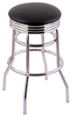 Classic Series 25" Counter Stool With Chrome Finish, Accent Ring, Vinyl Seat
