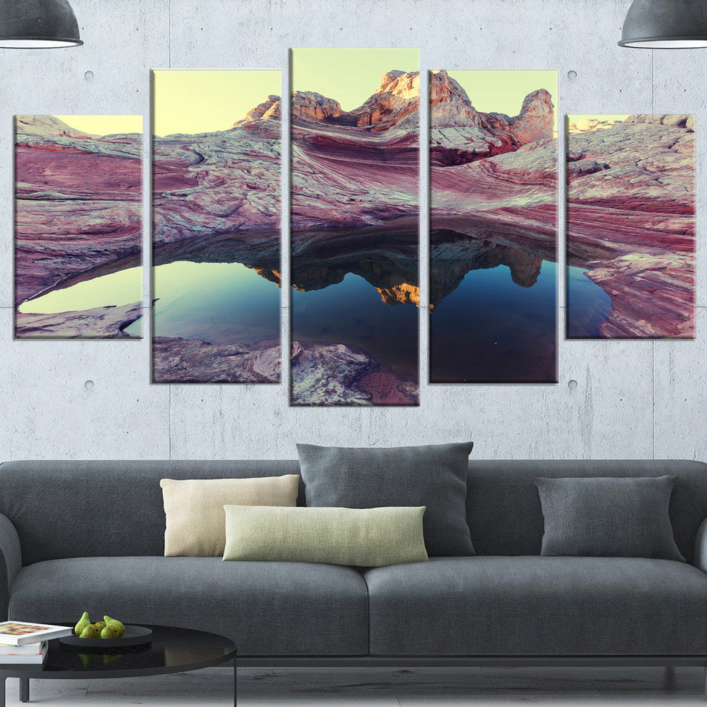 Purple Tinged Vermilion Cliffs, Landscape Canvas Art Print, 60"x32", 5 Panels