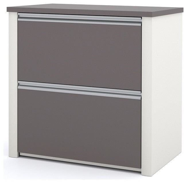 Bestar Connexion L-Shaped Workstation With Lateral File, Slate And Sandstone