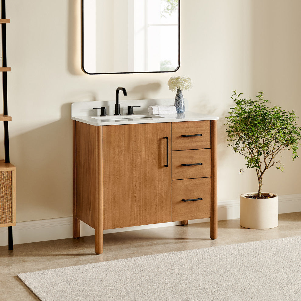 Velora Bathroom Vanity, Mango Brown, 36", No Mirror