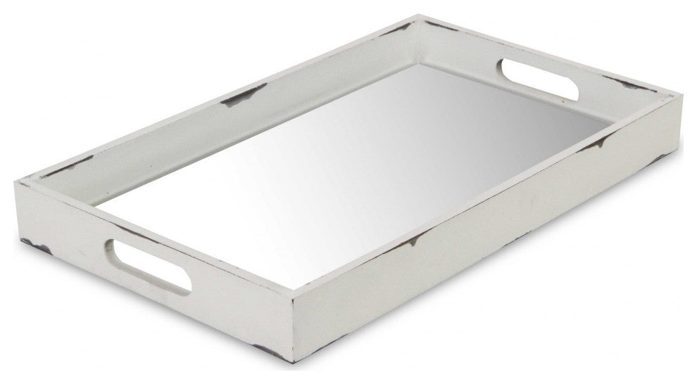 White Wooden Mirrored Serving Tray