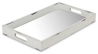 White Wooden Mirrored Serving Tray
