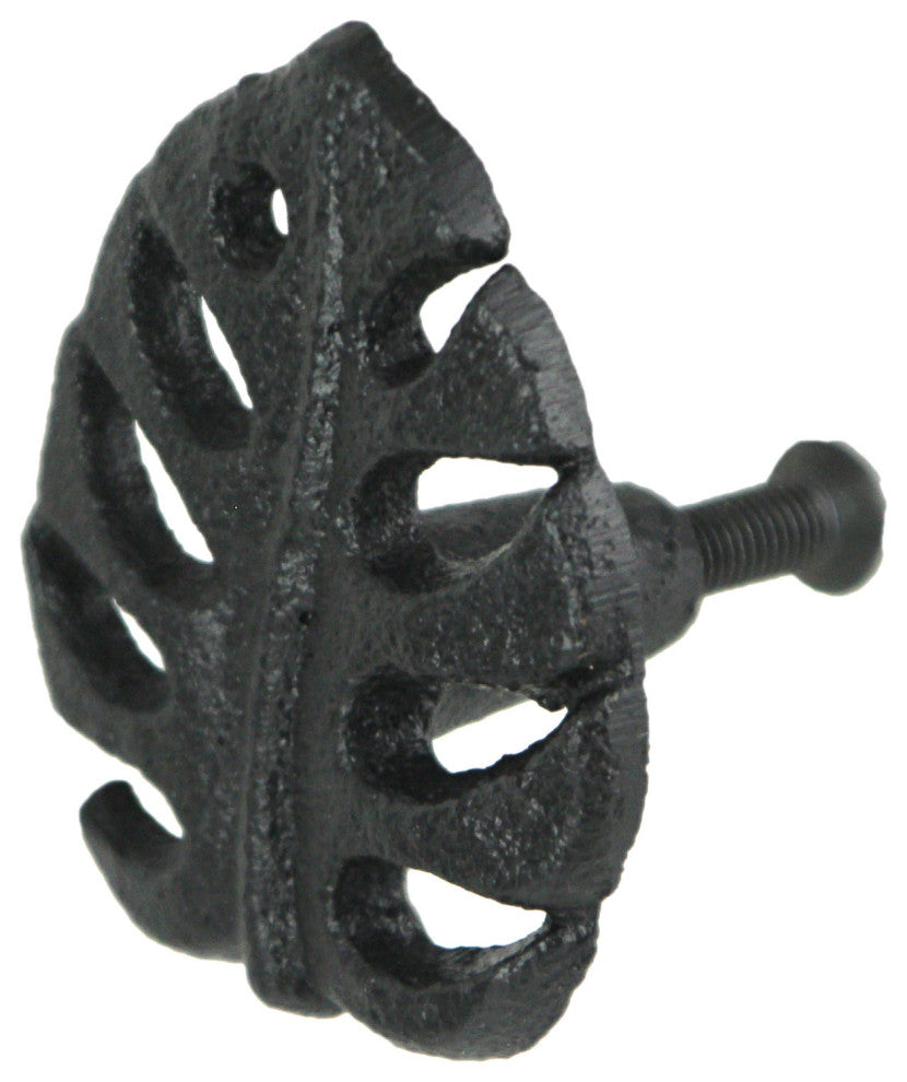 Set of 6 Black Cast Iron Monstera Leaf Drawer Pulls Decorative Cabinet Knobs