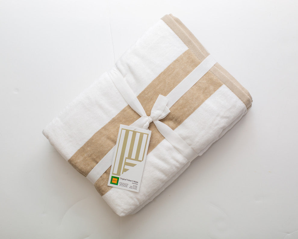 Tropical Cabana 100% Cotton Beach Towel, Set of 2, Sand