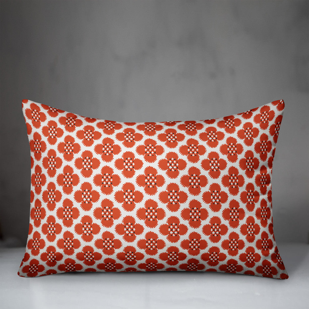 Red Floral Pattern Throw Pillow