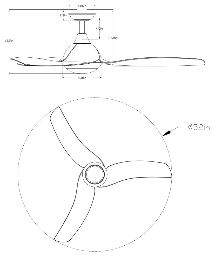 52 in Modern LED Ceiling Fan in Dark Bronze
