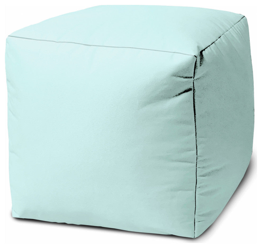 17  Cool Pale Aqua Solid Color Indoor Outdoor Pouf Ottoman