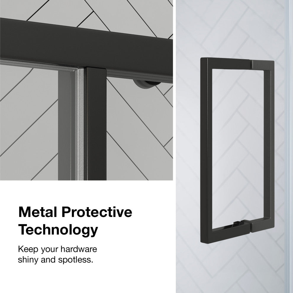 Zora Sliding Clear Alcove Shower Door, Black, 48"