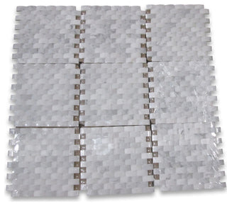Carrara Marble 3D Cambered 1x2 Arched Mosaic Tile Honed Venato Carrera, 1 sheet