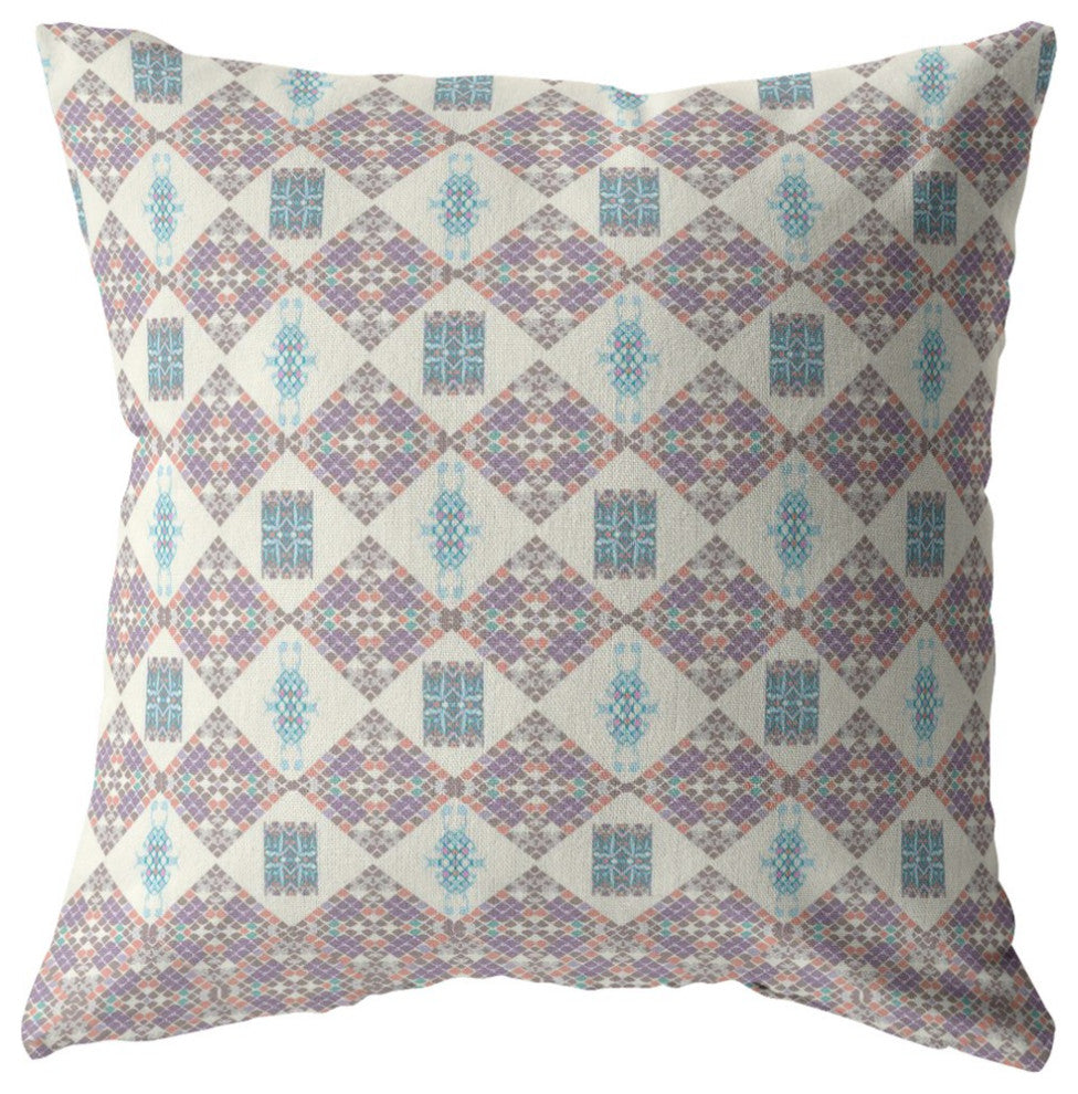 20" Pink Lattice Decorative Suede Throw Pillow