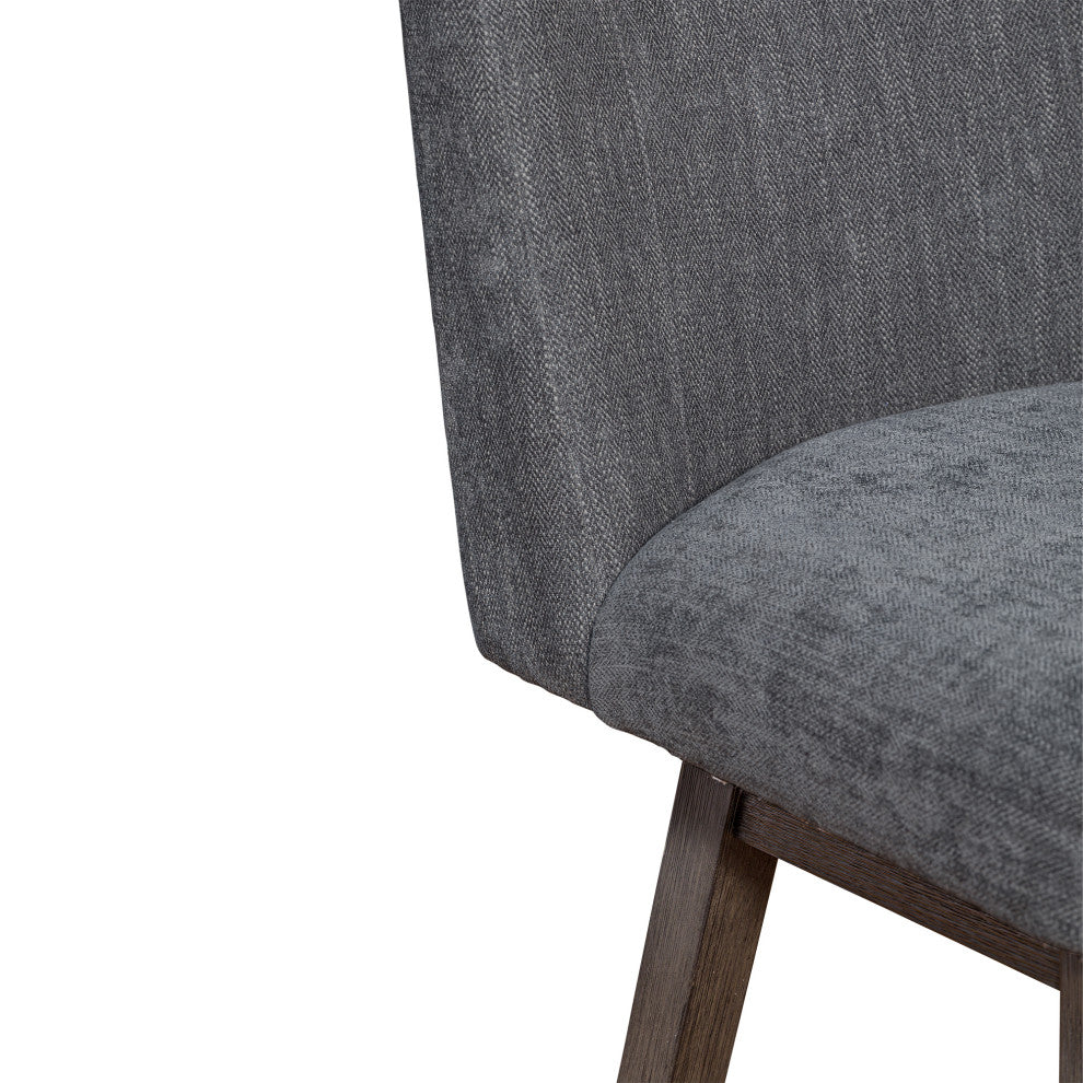 Basila Swivel Counter Stool in Grey Oak Wood Finish with Grey Fabric