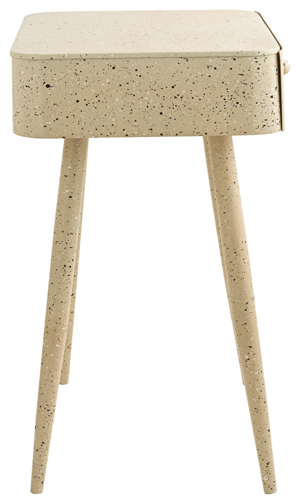 Rylan Iron Night Stand, Beige, Terrazzo