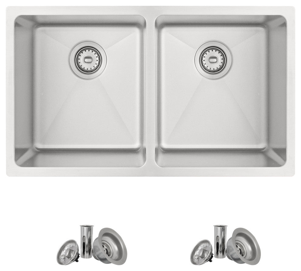 STYLISH 31 inch Double Bowl Undermount Stainless Steel Kitchen Sink