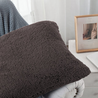 Sherpa Pillow Shell 4 Piece Set, Chocolate, 20" X 20"