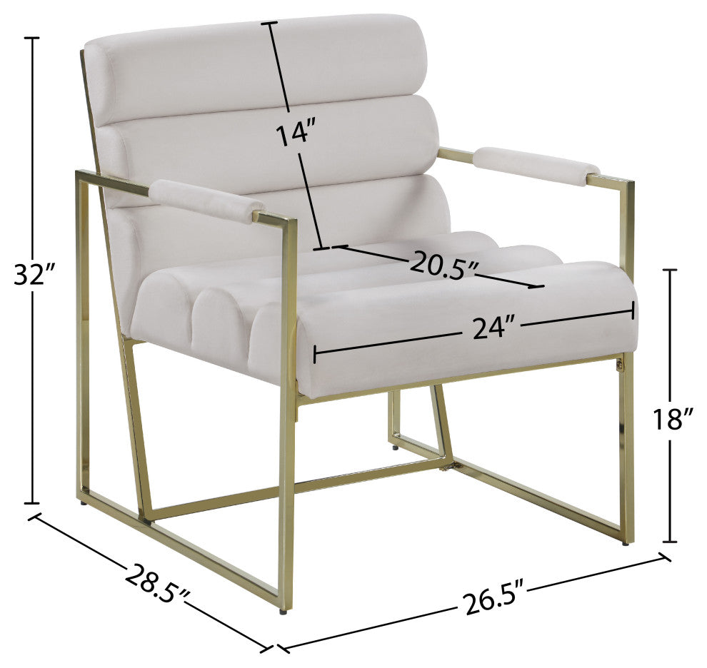Wayne Velvet Upholstered Accent Chair, Cream