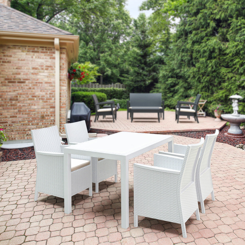 Compamia California 5-Piece Outdoor Rectangle Dining Set, White