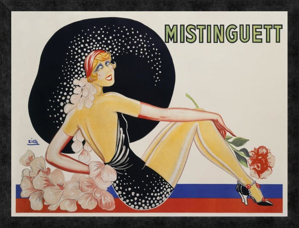 "Mistinguett" Framed Canvas Giclee by Zig, 32x25"