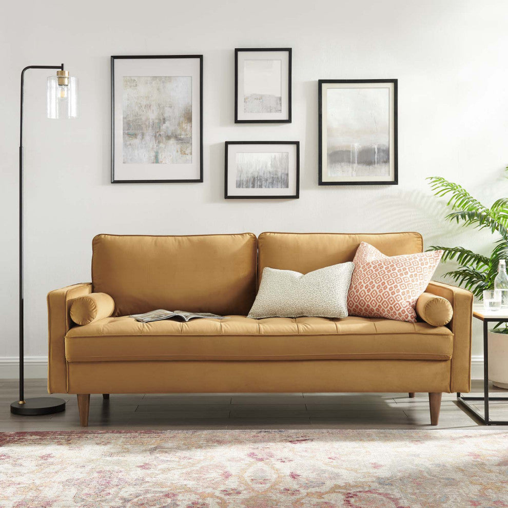 Sofa, Velvet, Brown, Modern, Living Lounge Room Hotel Lobby Hospitality