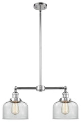 Large Bell 2-Light Chandelier, Polished Chrome, Glass: Clear