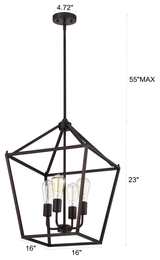 CHLOE Lighting IRONCLAD Industrial 4-Light Oil Rubbed Bronze Inverted Pendant