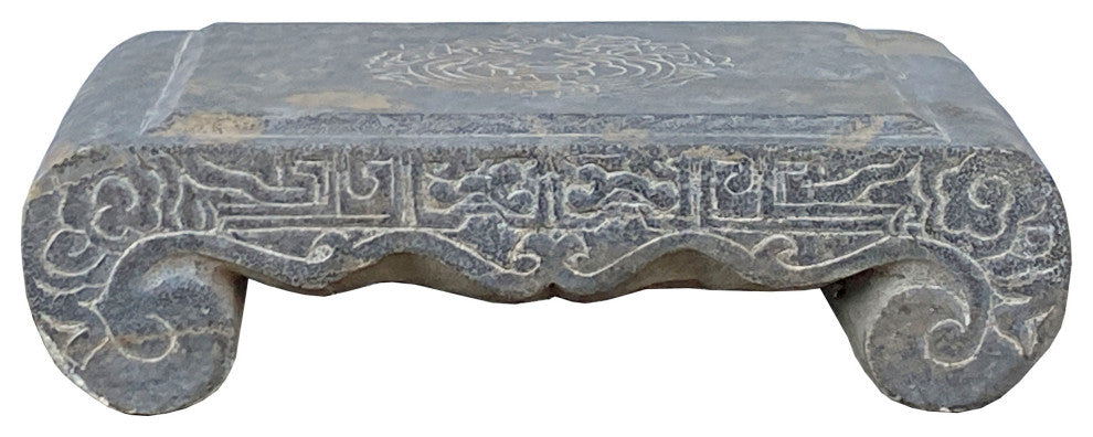Chinese Distressed Gray Stone Rectangular Scroll Stand Hcs7089