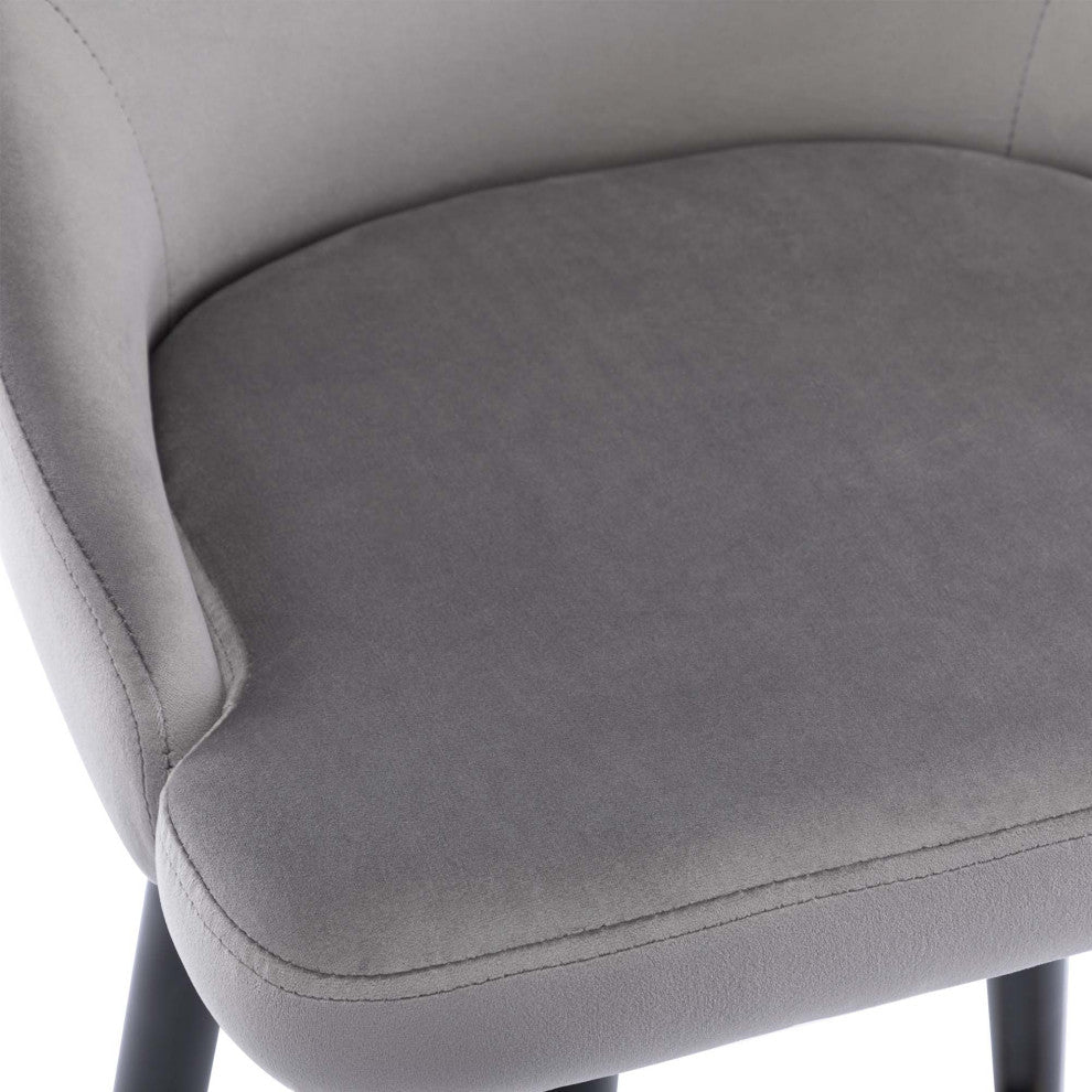 Set of 2 Button Tufted Velvet Bar Counter Stools, Grey, 24''