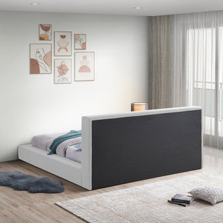 Terra Boucle Fabric Upholstered Bed, White, Full