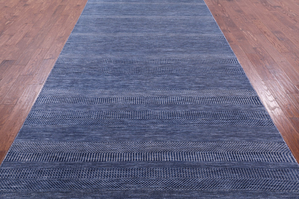 6' 2" X 18' 3" Savannah Grass Hand Knotted Wool and Silk Rug Q11986