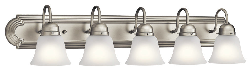 Bath 5-Light, Brushed Nickel/Satin Etched Glass