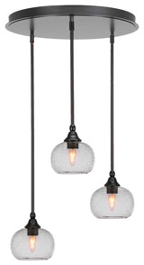 Empire 3-Light Cluster Pendalier, Espresso/Clear Bubble