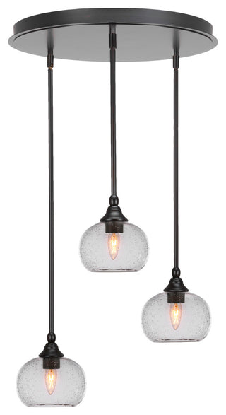 Empire 3-Light Cluster Pendalier, Espresso/Clear Bubble