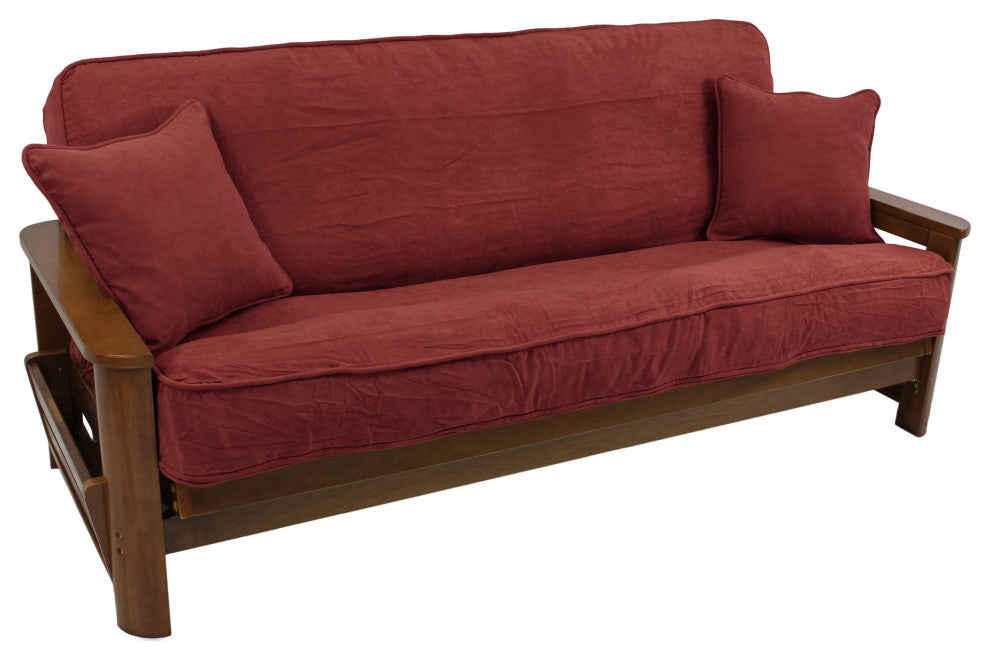 Solid Microsuede Full Futon Cover Set, Red Wine