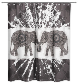 Gray Boho Elephants 71x74 Shower Curtain