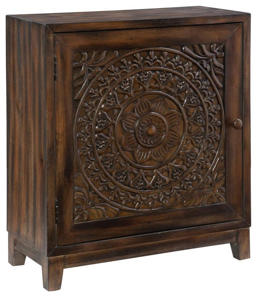 Linon Grace Wood Accent Cabinet in Dark Brown