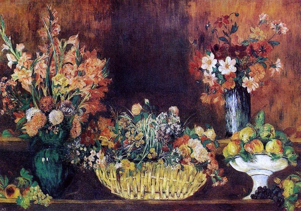 Pierre Auguste Renoir Vase Basket of Flowers and Fruit Wall Decal