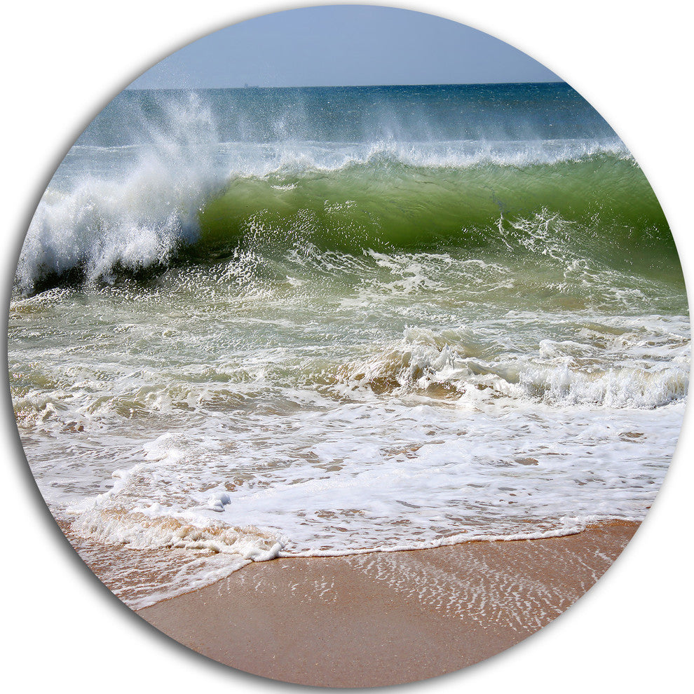 Roaring Sea Waves And Blue Sky, Seashore Round Wall Art, 38"
