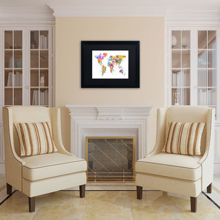 'Paint Splashes Text Map' Matted Framed Canvas Art by Michael Tompsett