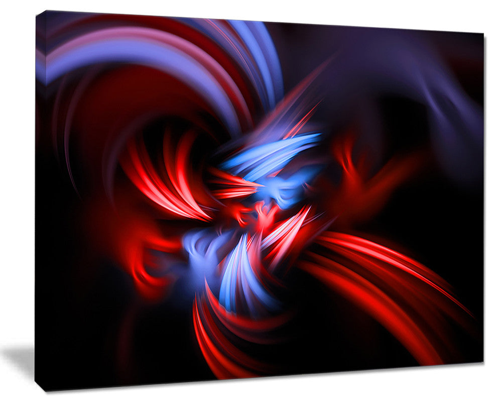 "Fractal Red Connected Stripes" Abstract Art Canvas Print, 20"x12"