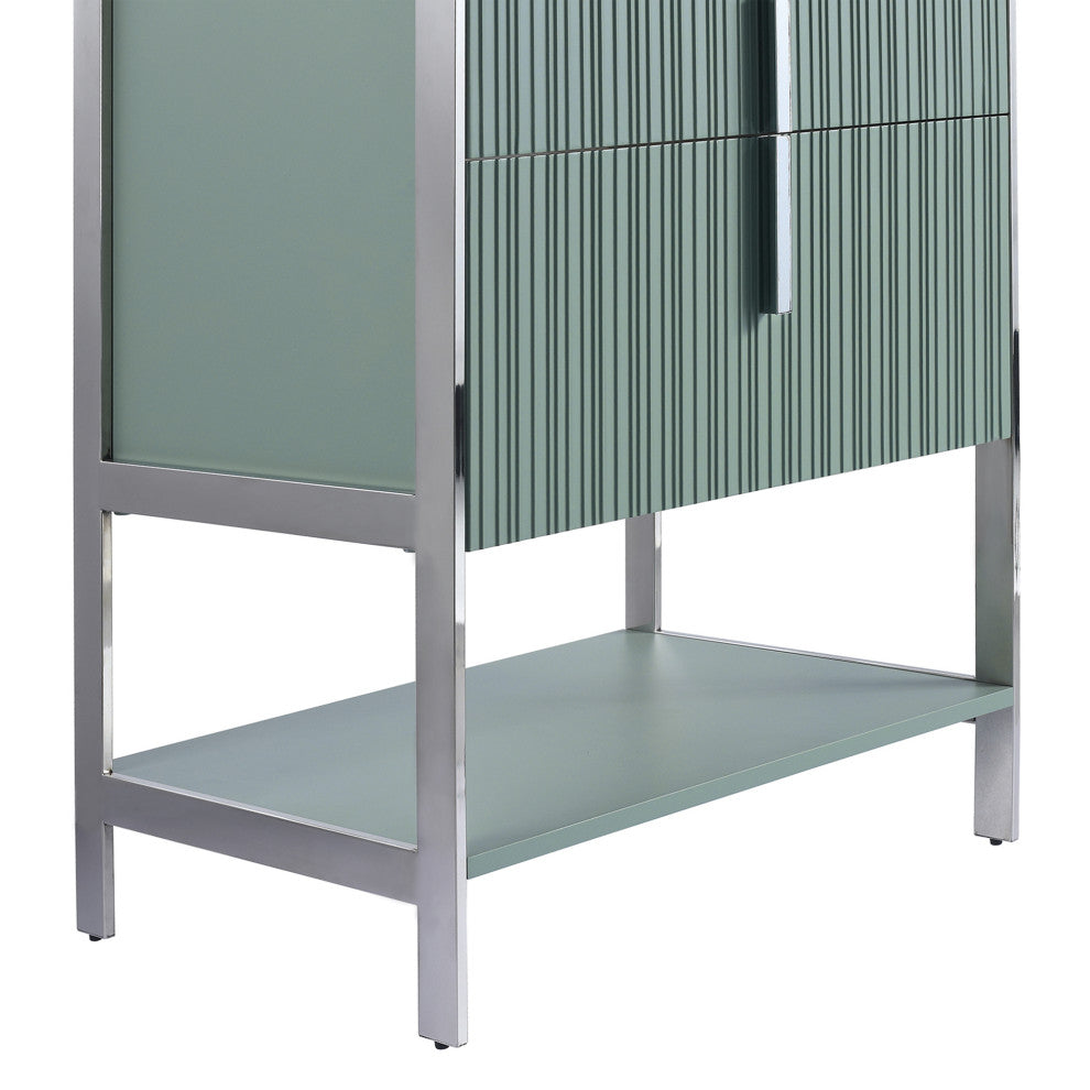 Serenity Bath Vanity, Mint Green, Chrome, White Glass Sink Top, 1-Hole
