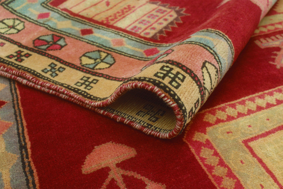 Fine Vintage Distressed Dadbeh Red/Orange Runner, 4'11x10'4